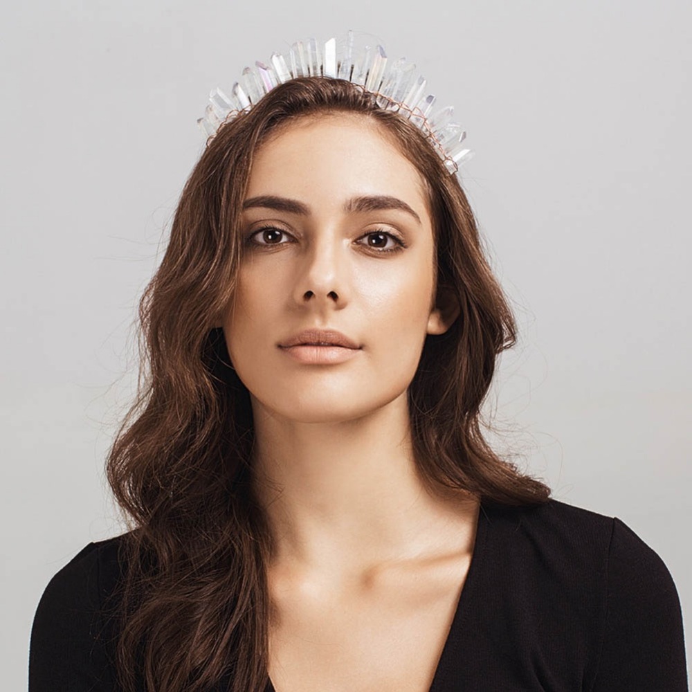 Clear Raw Healing Quartz Headband Tiara - Picture 2 of 16